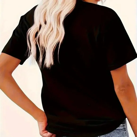 Black Ghost and Bow Graphic Tee - Picture 2 of 4